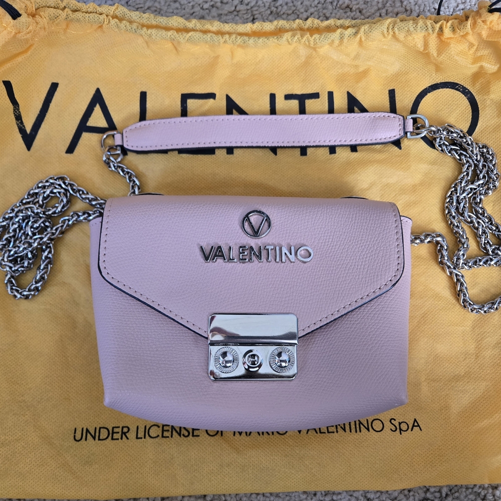 Mario Valentino Light Pink Crossbody Bag with Silver Accents